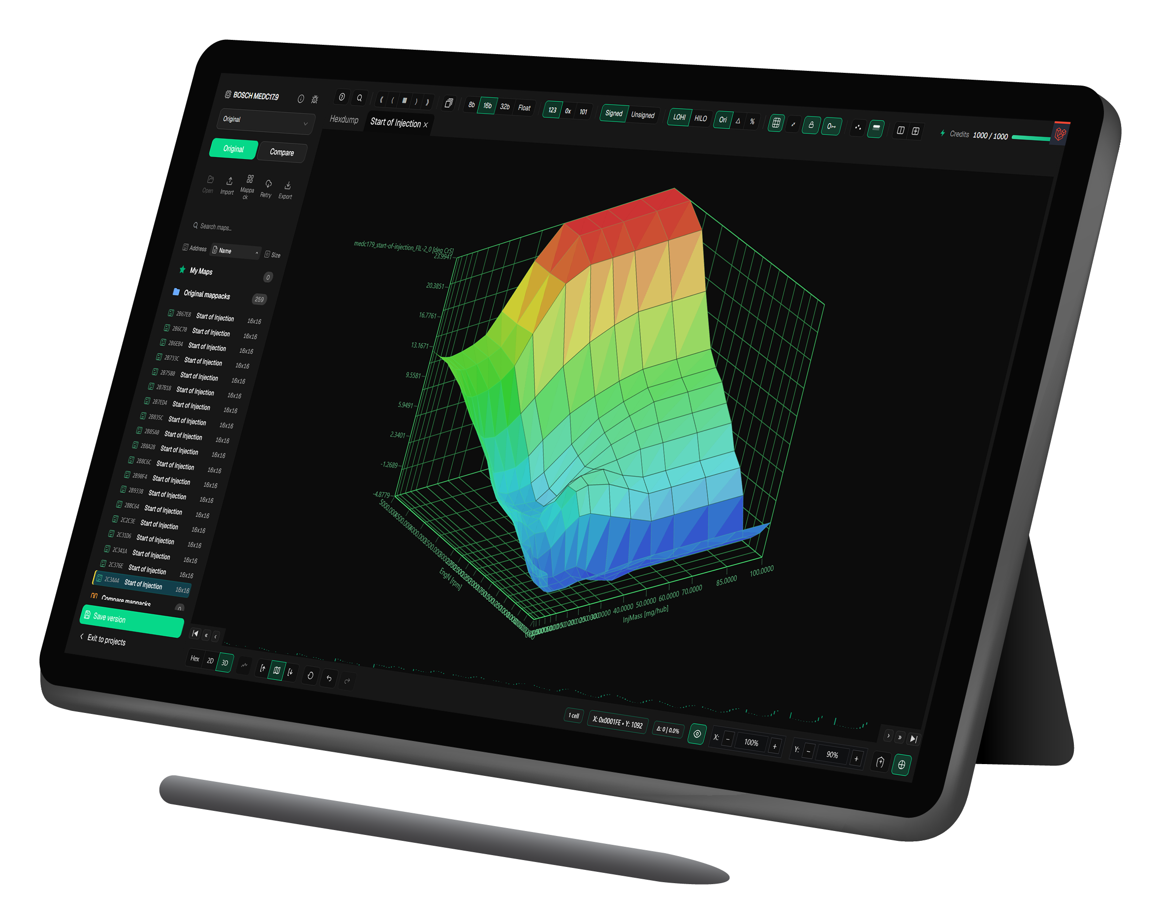 Autohex map editor running on a tablet